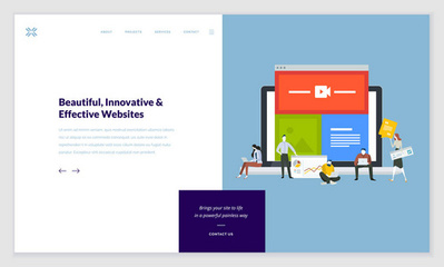 網(wǎng)頁設(shè)計模板集?，F(xiàn)代矢量插畫概念為網(wǎng)站和移動網(wǎng)站開發(fā), Seo, 移動應(yīng)用, 業(yè)務(wù)解決方案。易于編輯和自定義
